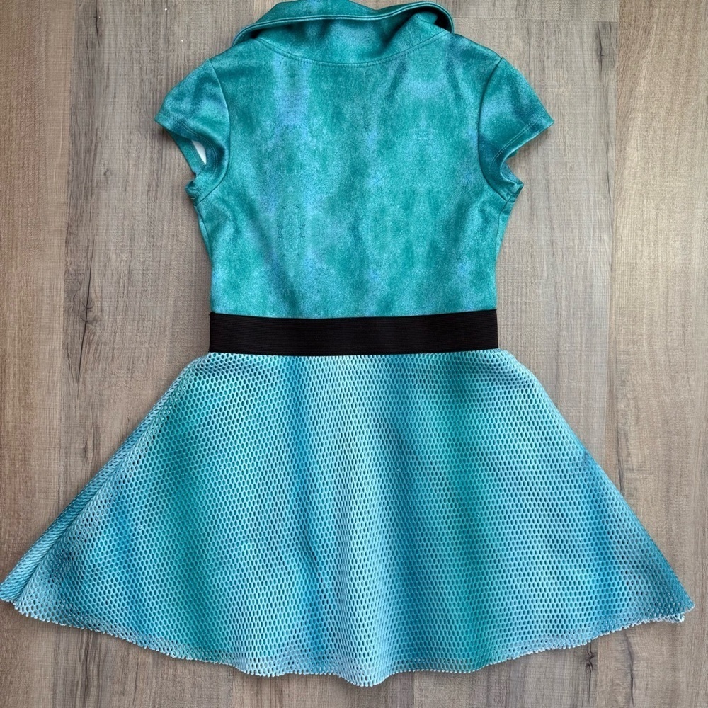 Disney Descendants 3 Uma Teal Black Halloween Costume Mesh Kids Girl’s Dress - Picture 6 of 8